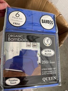 BAMBOO Queen 6-Piece Sheet Set - Blue